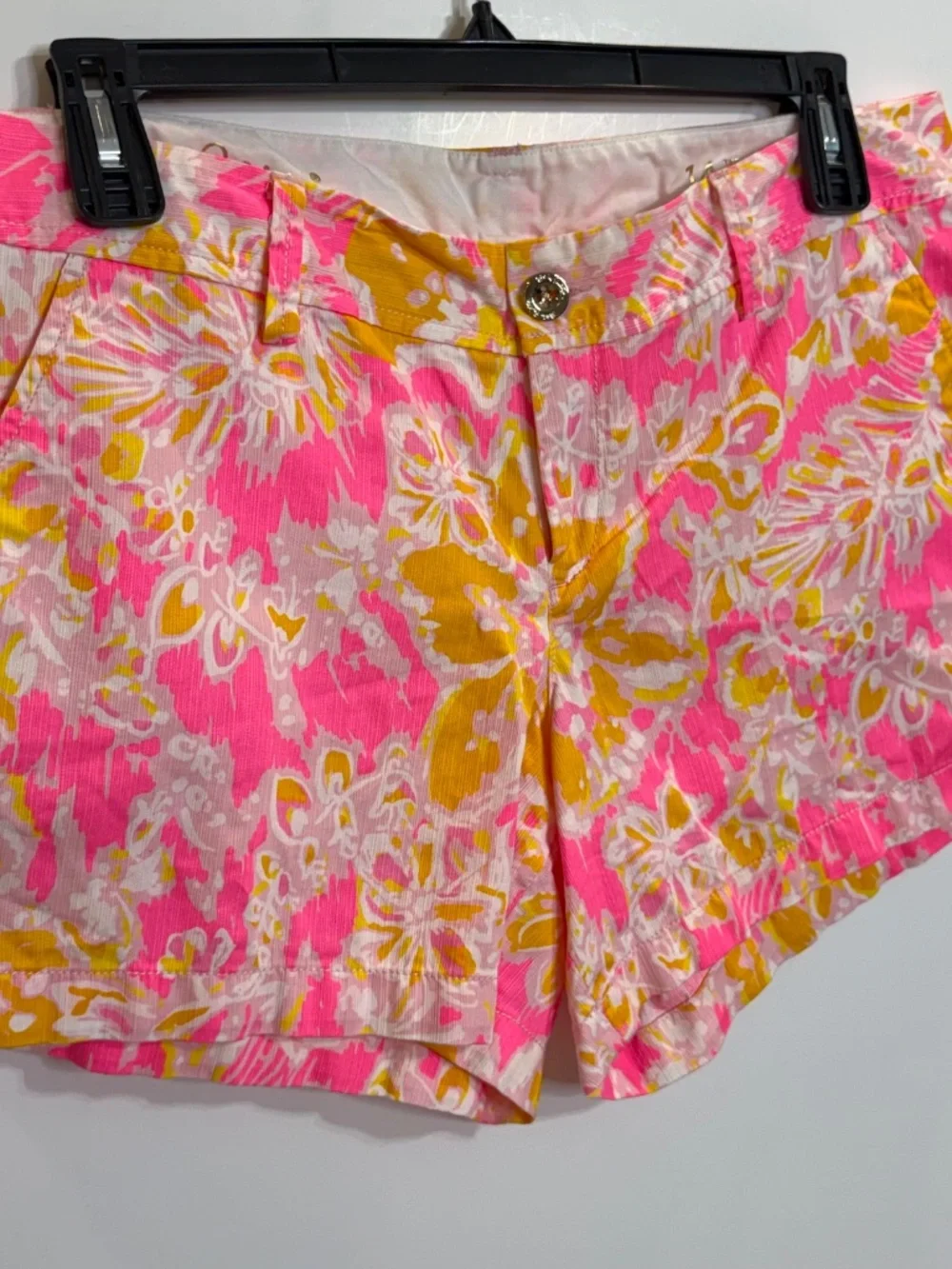 Lilly Pulitzer The Callahan Bright Pink & Yellow Floral Shorts Sz 14